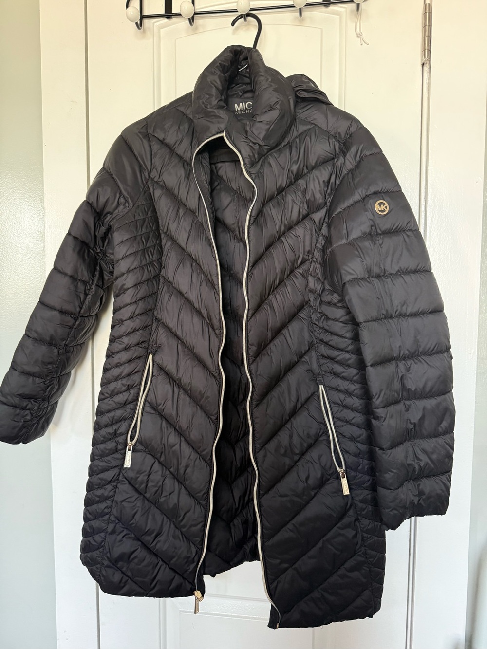 Michael Kors Black Quilted Long Packable Puffer Coat